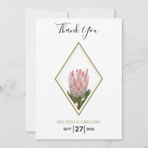 Rustic King Protea Wedding Dankeskarte