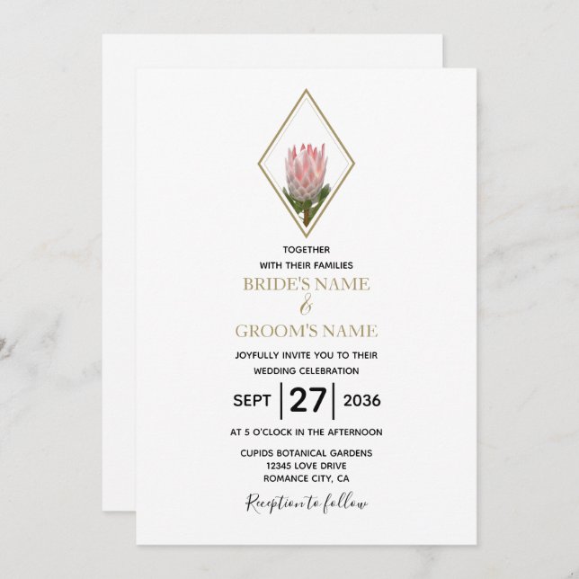 Rustic King Protea Wedding Einladungen (Vorne/Hinten)