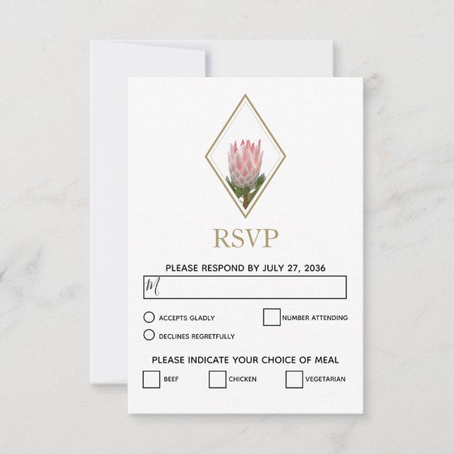 Rustic King Protea Wedding RSVP Cards Karte (Vorderseite)