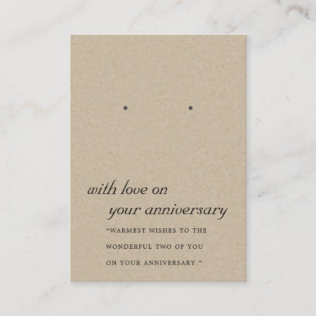 RUSTIC KRAFT ANNIVERSARY EARRING DISPLAY CARD PLATZKARTE (Vorderseite)