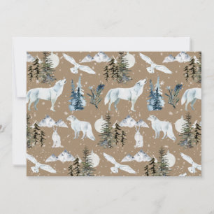 Rustic Kraft Arktischer Hase Wolf Fuchs Schneeeule Einladung