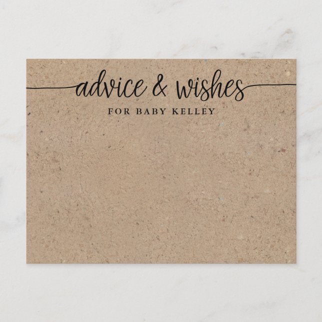 Rustic Kraft Babyduschberatung und Wunschkarte Postkarte (Vorderseite)