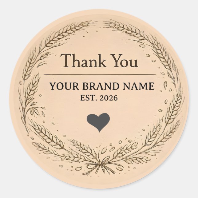 Rustic Kraft Bakery Business Business Thank You Runder Aufkleber (Vorderseite)