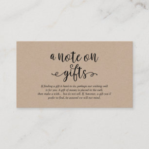 Rustic kraft black script, A note on gips Begleitkarte