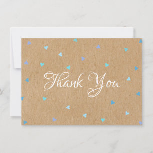 Rustic Kraft Blue Hearts Vielen Dank Dankeskarte