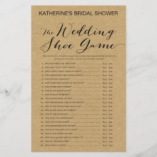 Rustic Kraft Brautparty Game DRUCKT