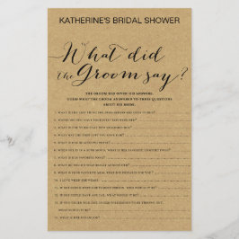 Rustic Kraft Brautparty Game DRUCKT