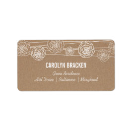Rustic Kraft Brown Paper Blume Hochzeit Adressaufkleber