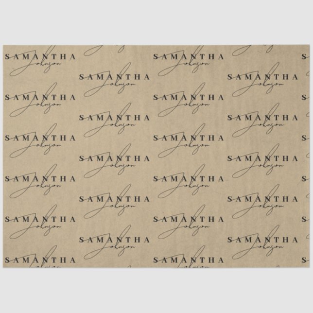 Rustic Kraft Brown Signature Script Seidenpapier (Vorderseite)