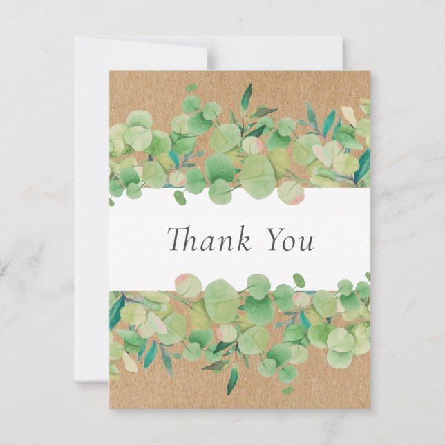 Rustic Kraft Business Eucalyptus Floral Vielen Dan Dankeskarte (Vorderseite)