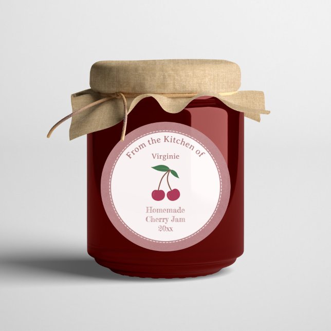 Rustic & Kraft Cherry Jam Label Aufkleber (Rustic & Kraft Cherry Jam Label Sticker)