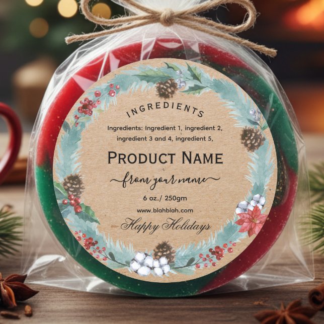 Rustic kraft Christmas jam ingredient Label  Runder Aufkleber (Von Creator hochgeladen)