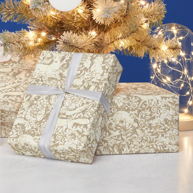 Rustic Kraft Christmas Woodland Animal Reindeer Geschenkpapier (Feiertage)