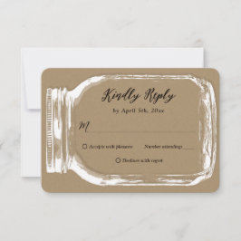 Rustic Kraft Country Burlap Mason Jar Wedding RSVP