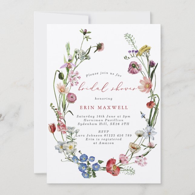 Rustic Kraft Dutch Floral Wreath Brautparty Einladung (Vorderseite)