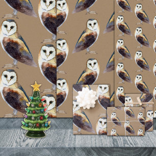 Rustic Kraft Elegant Barn Owl Geschenkpapier Set