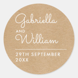 Rustic Kraft Elegant Script Fevor Runder Aufkleber