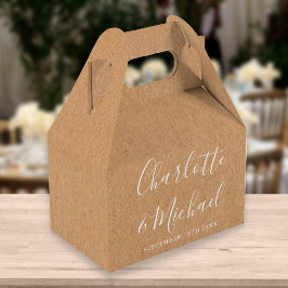 Rustic Kraft Elegant Signature Script Hochzeit Fav Geschenkschachtel