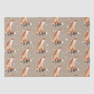 Rustic Kraft Elegant Snowy Winter Animals Red Fox Seidenpapier