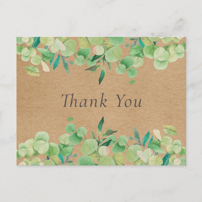 Rustic Kraft Eucalyptus Verlasse Business Vielen D Postkarte (Vorderseite)