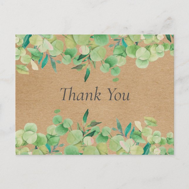 Rustic Kraft Eucalyptus Verlasse Business Vielen D Postkarte (Vorderseite)