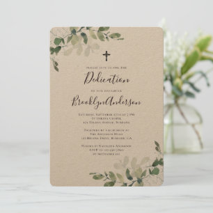 Rustic Kraft Eukalyptus Greenery Dedication Einladung