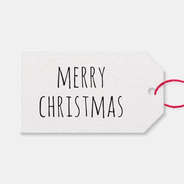 Rustic Kraft Frohe Weihnachten | Urlaub Minimalist Geschenkanhänger (Vorderseite (Horizontal))