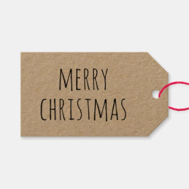 Rustic Kraft Frohe Weihnachten | Urlaub Minimalist Geschenkanhänger