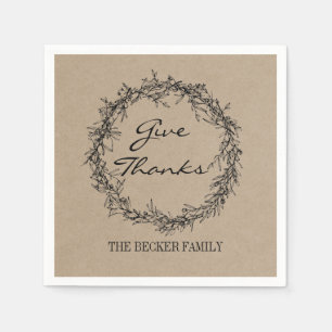Rustic Kraft Give Danke Erntedank Napkins Serviette
