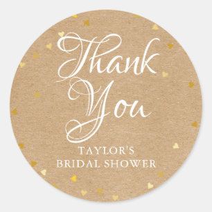 Rustic kraft gold herzen Brautparty danke Runder Aufkleber