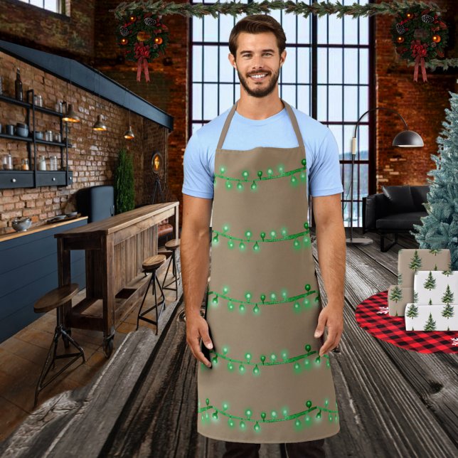 Rustic Kraft Green Christmas String Lights Schürze (Rustic Kraft Green Christmas String Lights Apron)