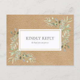 Rustic Kraft Greenerity Wedding RSVP Einladung