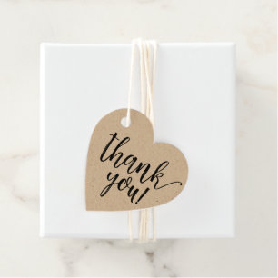 Rustic Kraft Heart Brautparty Danke, Script Geschenkanhänger