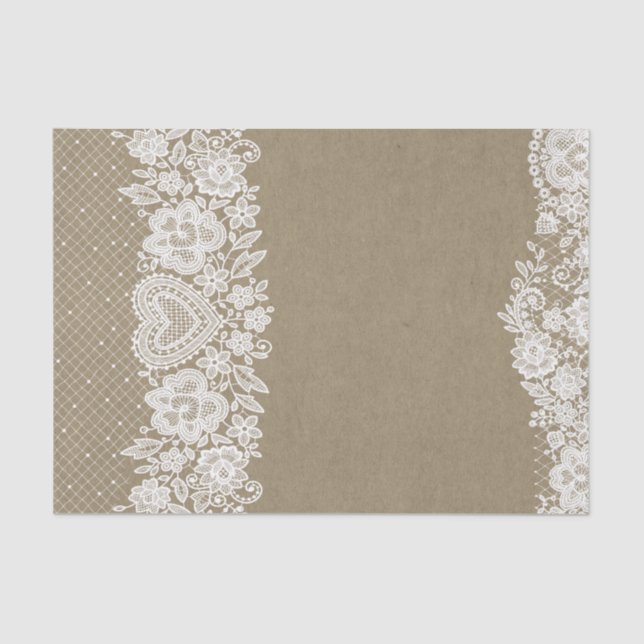 Rustic Kraft & Lace Farmhouse Barn Chic Seidenpapier (Vorderseite)