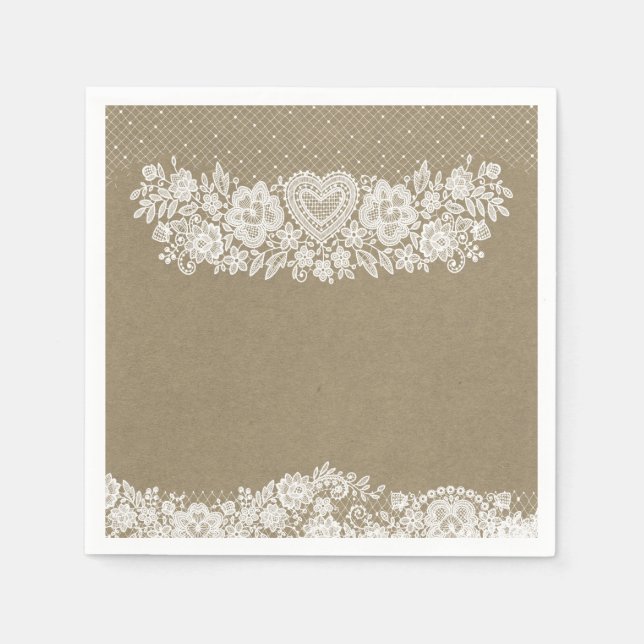 Rustic Kraft & Lace Farmhouse Barn Chic Serviette (Vorderseite)