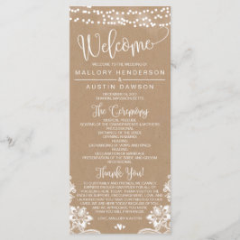Rustic Kraft Lace Wedding Zeremony Program Programm