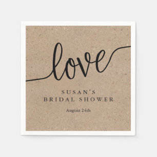 Rustic Kraft Liebe Brautparty Personalisiert Serviette