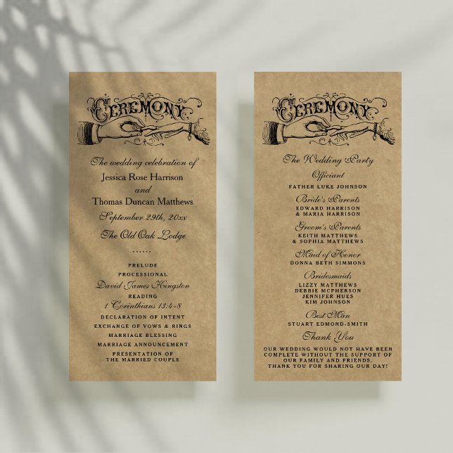 Rustic Kraft Mariage Ceremony Modèles du programme (Créateur téléchargé)