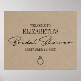 Rustic Kraft Modernes Script Brautparty Willkommen Poster