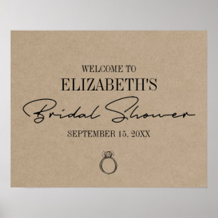 Rustic Kraft Modernes Script Brautparty Willkommen Poster