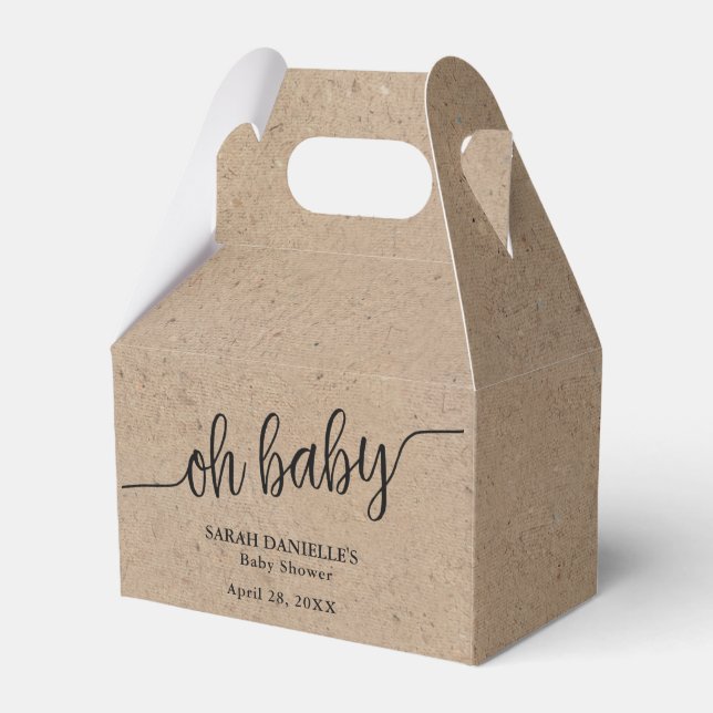 Rustic Kraft Oh Baby Custom Small Candy Geschenkschachtel (Vorderseite)