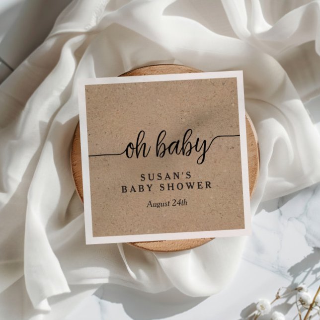 Rustic Kraft Oh Baby Dusche Personalisiert Serviette (Von Creator hochgeladen)