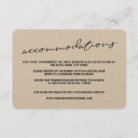 Rustic Kraft Paper Accommodation Cards