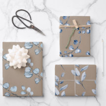 Rustic Kraft Paper Blue Eucalyptus Sprigs