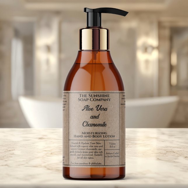 Rustic kraft paper cosmetics bottle label  rechteckiger aufkleber (Von Creator hochgeladen)