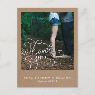 Rustic Kraft Paper Danke Typografy Foto Postkarte