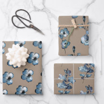 Rustic Kraft Paper Dusty Blue Blume Petals