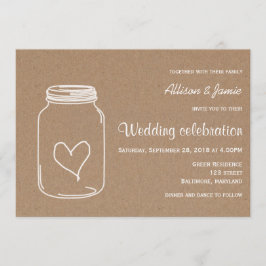 Rustic Kraft Paper Masonjar Heart Country Wedding Einladung