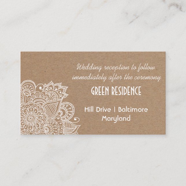 Rustic Kraft Paper Paisley Wedding Insert (Vorderseite)