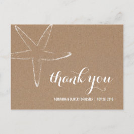 Rustic Kraft Paper Starfish Nautical Wedding Postkarte